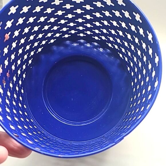 Threshold Blue Metal Hurricane Candleholder with Wood Base - Picture 4 of 5